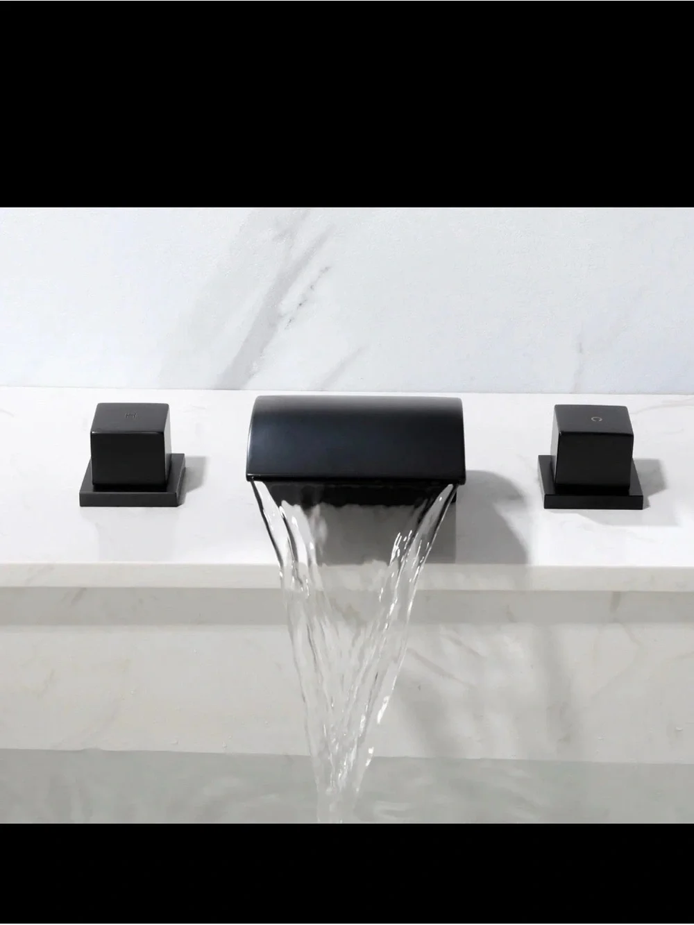 Matte Black Waterfall Roman Tub Faucet 2-Handle Deck Mount Bath Filler